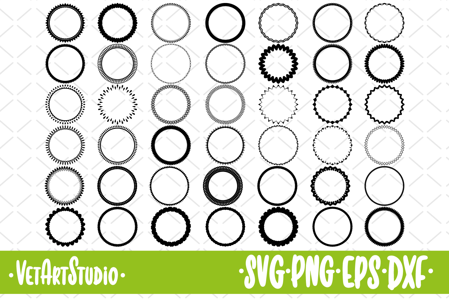 42 Circle frames, round border SVG