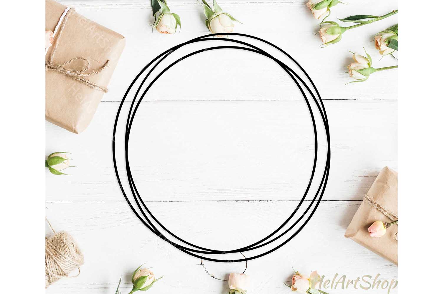 Circle monogram frame svg, double frame svg, wedding frame