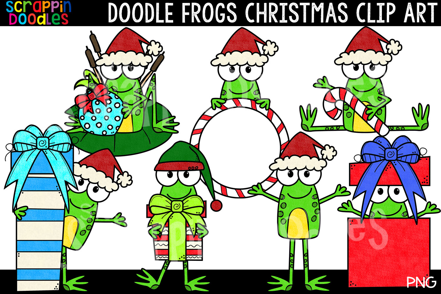 Doodle Frogs Christmas Clip Art Cute Christmas Frog (391297