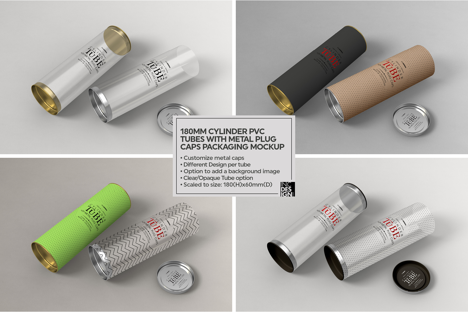 Download 180mm Cylinder Tube Packaging Mockup