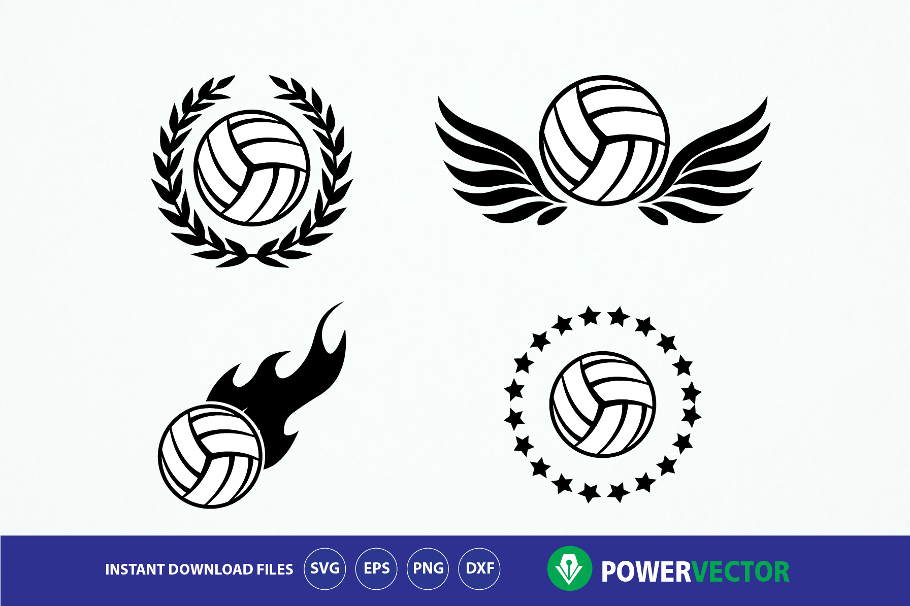 Volleyball Team Logo Emblem Design Svg, Dxf, Eps, Png Files