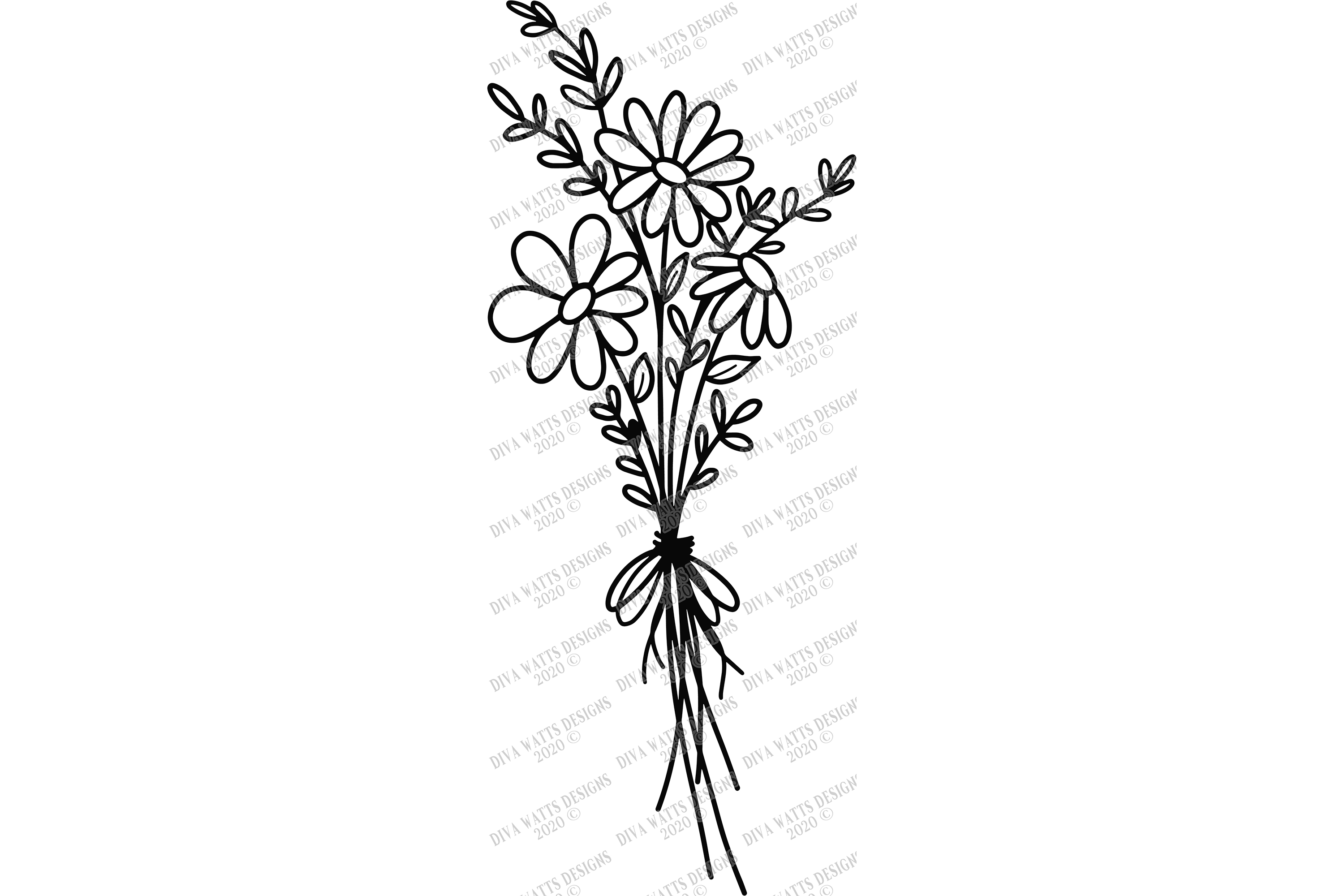 Daisies and Wildflowers Bouquet - Flowers - Floral - SVG EPS