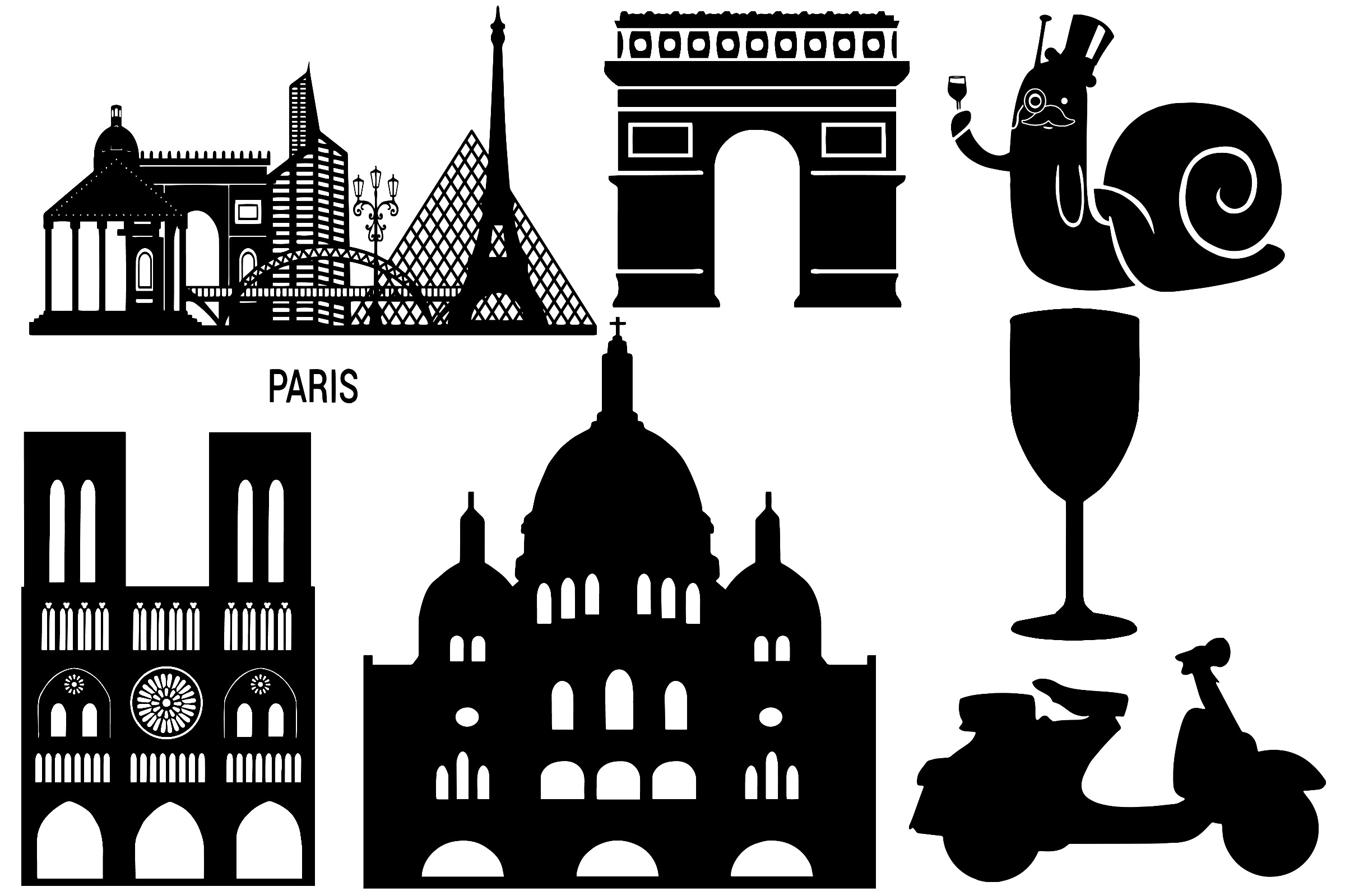 Download Paris and French Silhouettes AI EPS PNG, French Word Art ...