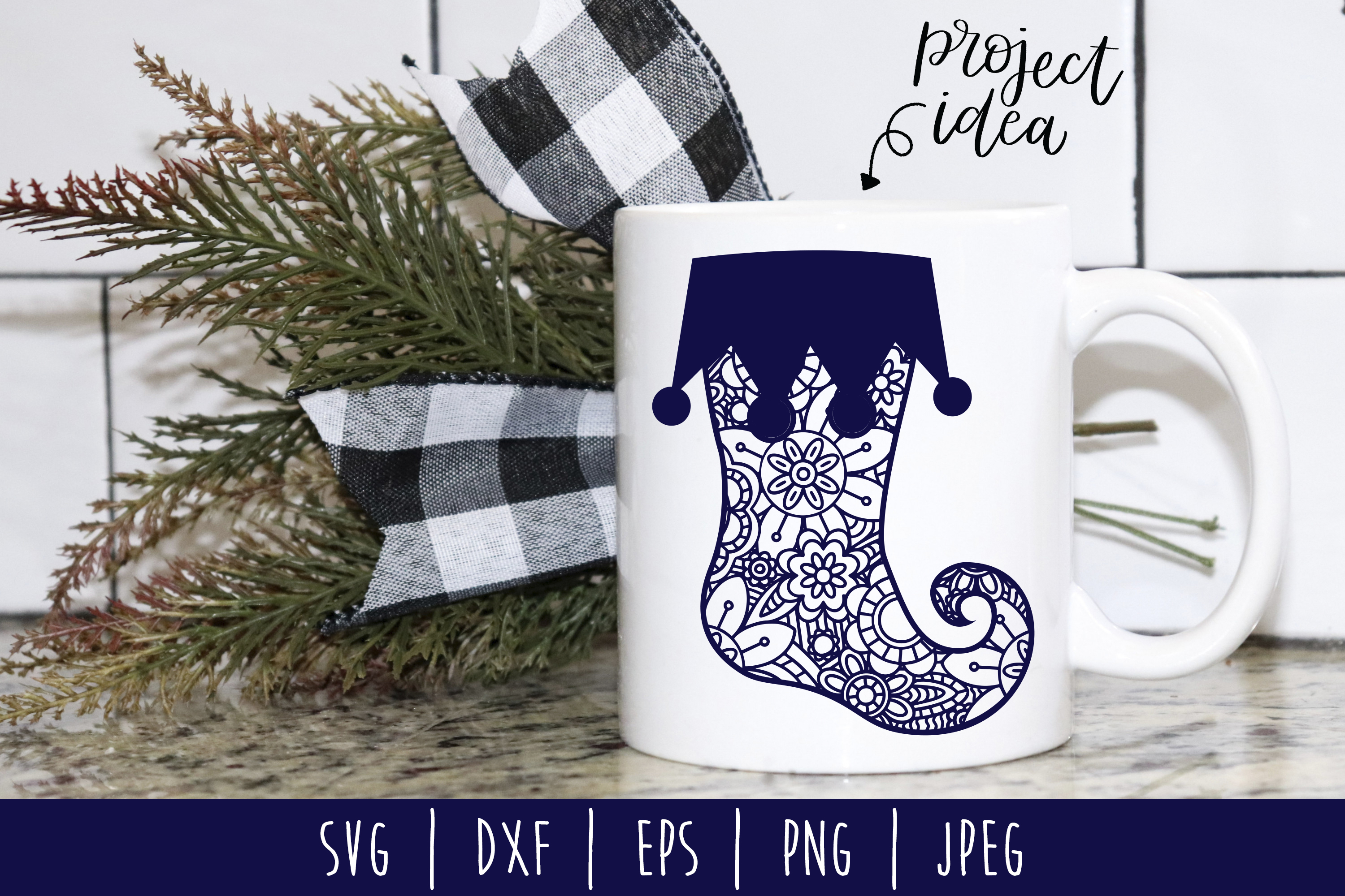 Download Christmas Stocking Mandala Zentangle SVG, DXF, EPS, PNG JPEG