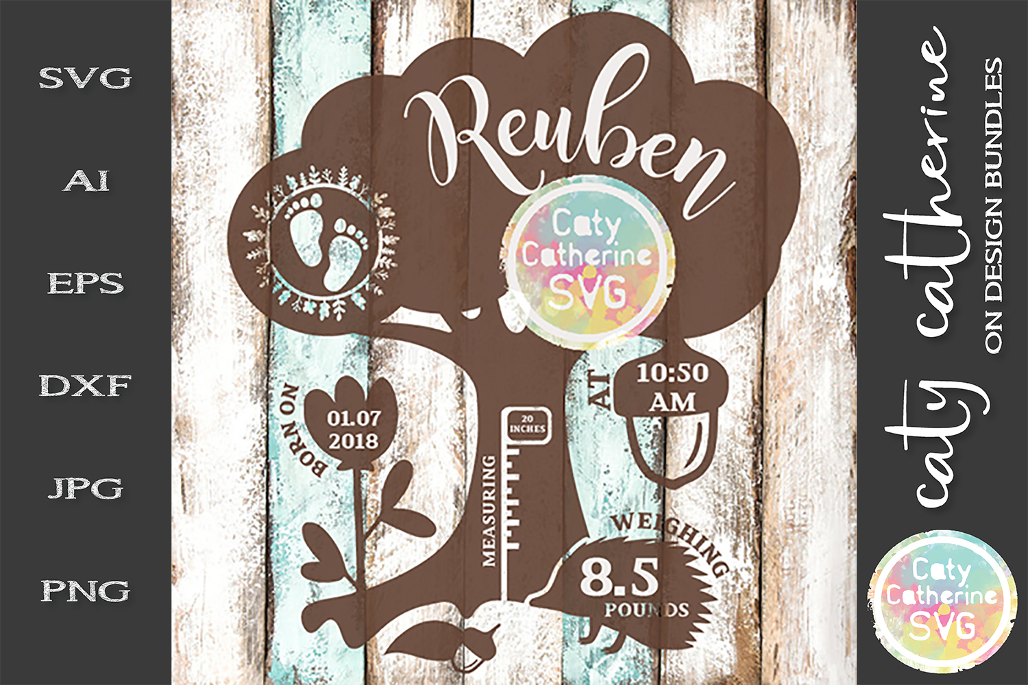 Download Woodland Baby Birth Stats Editable SVG Cut File