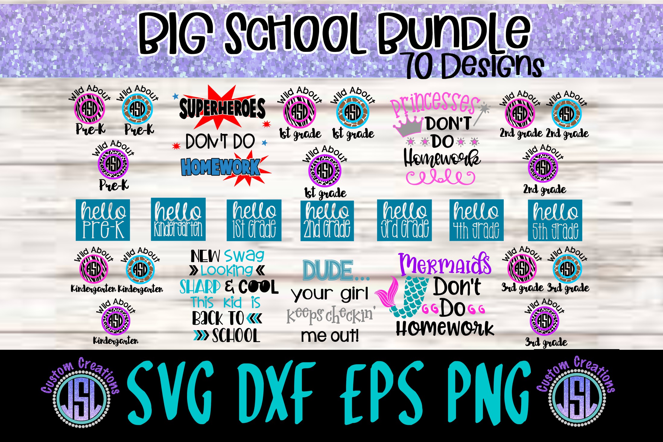 Download Big School Bundle |SVG DXF EPS PNG |70 Designs (117110 ...
