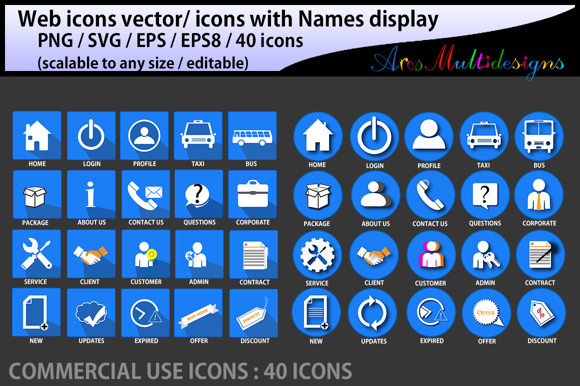web icons vector / commercial use / SVG / png/ icons with ...
