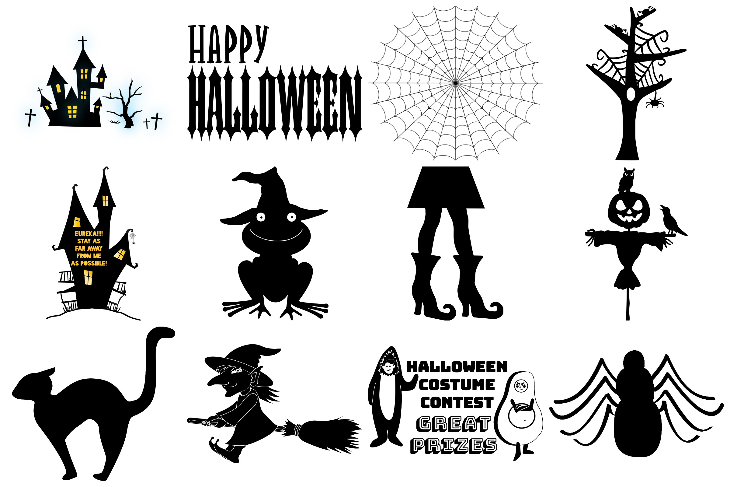 Halloween Silhouettes AI EPS PNG (298717) | Illustrations | Design Bundles