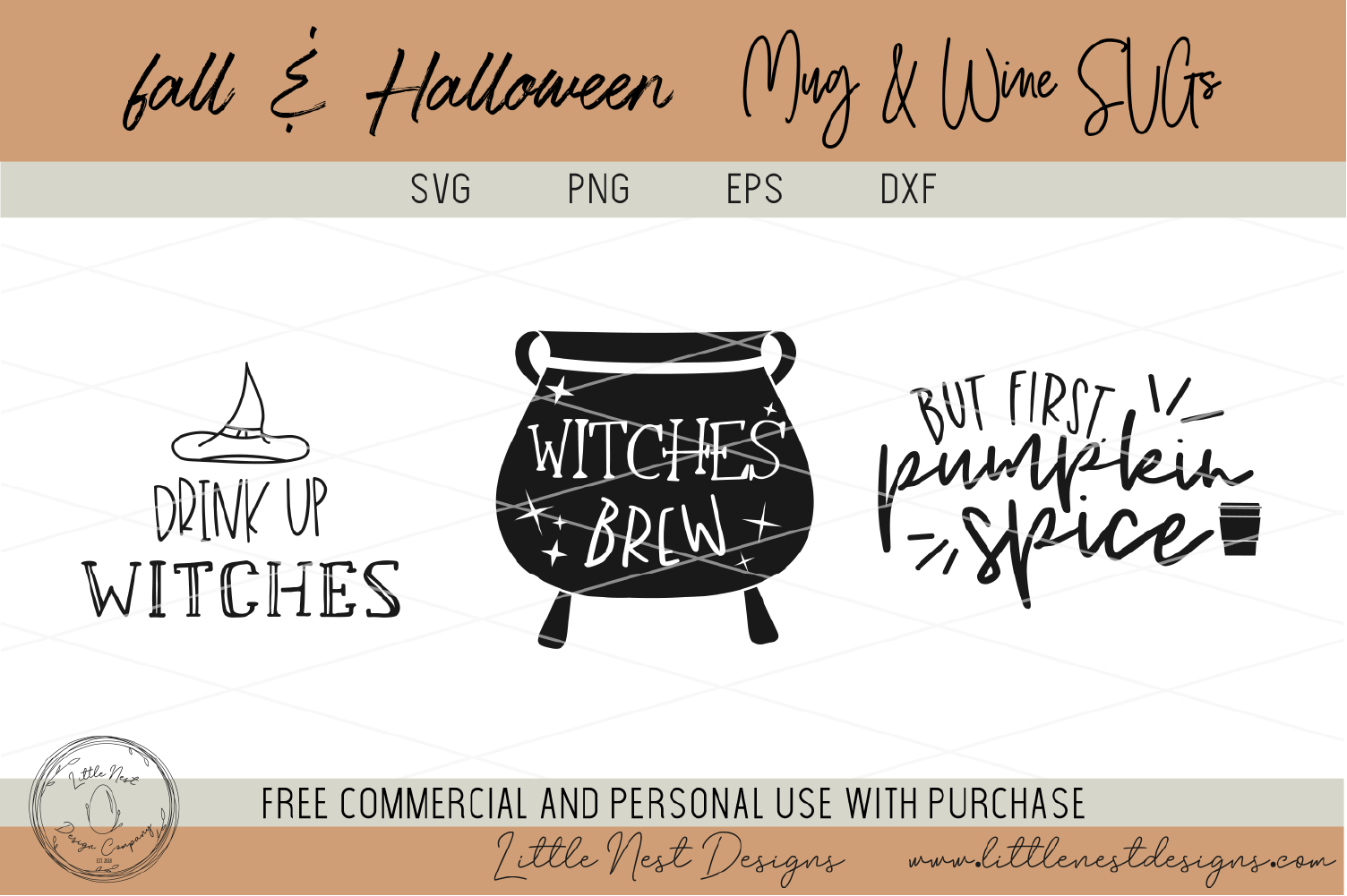 Download Fall and Halloween Mug and Wine SVG Bundle