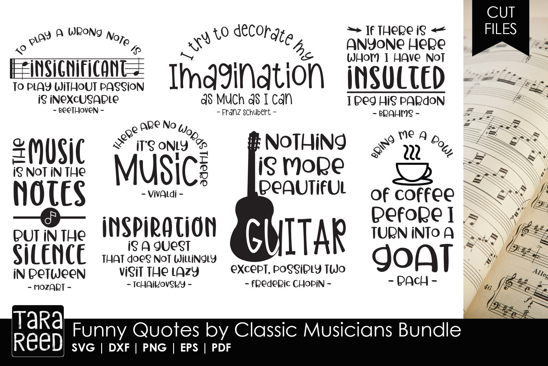 Funny Quotes By Classic Musicians Bundle 107846 Cut Files Design Bundles