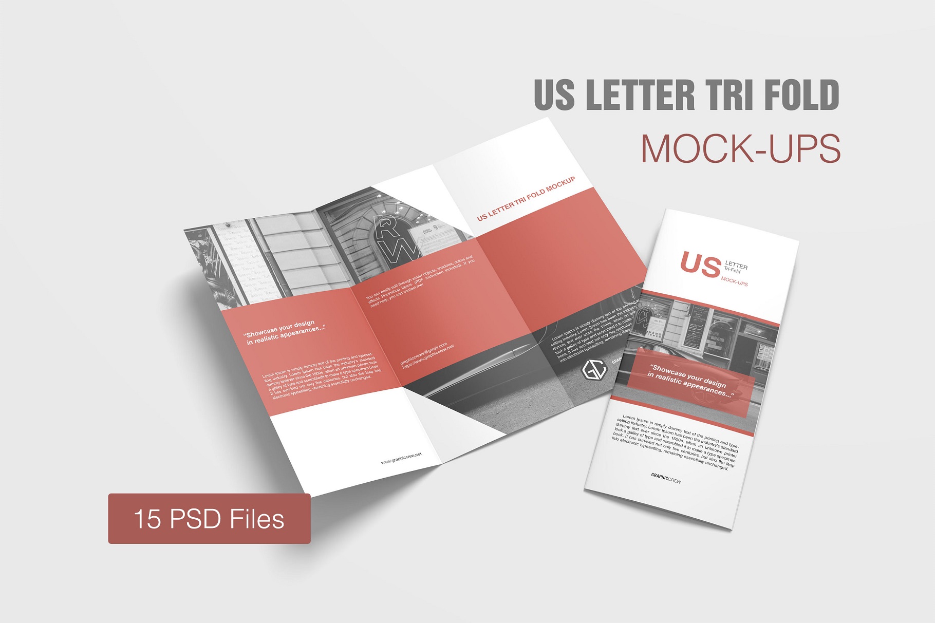 US Letter Tri Fold Brochure Mockup