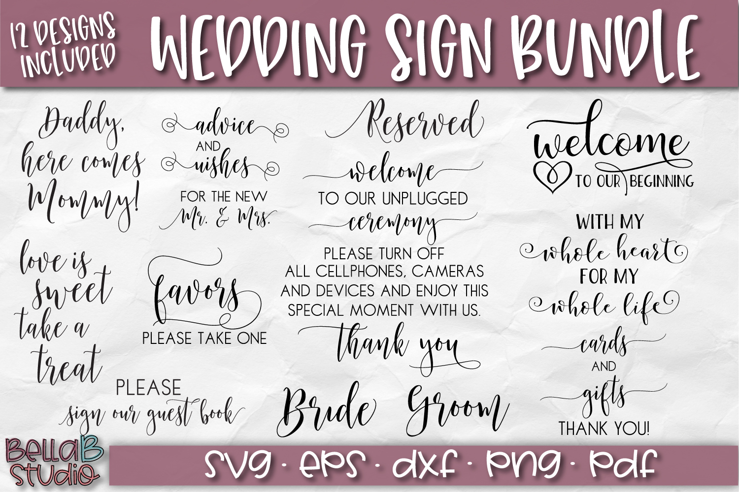 Download Wedding SVG Bundle, Wedding Cut Files, Wedding Sign SVG