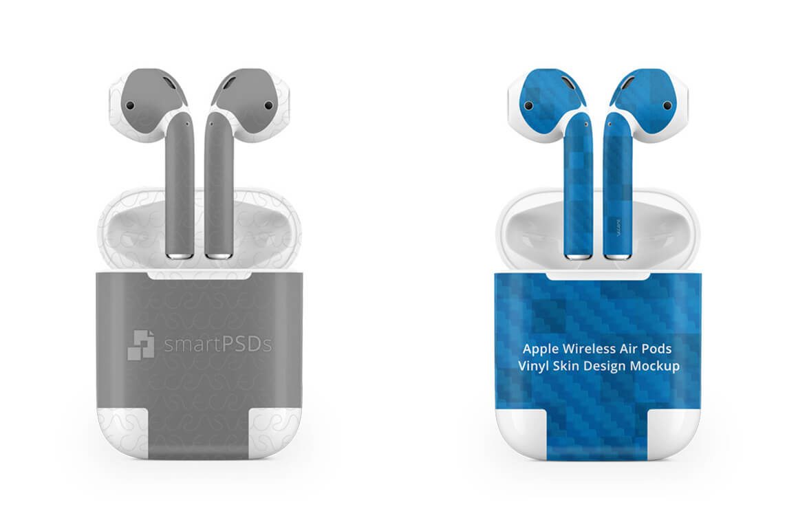 Download Apple Wireless Air Pods Vinyl Skin Design Mockup (59021 ...