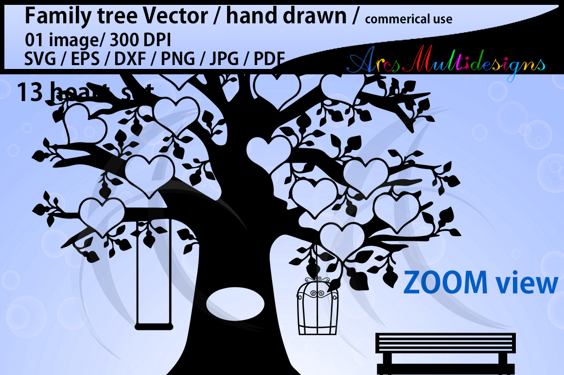 Download family tree clipart SVG, EPS, Dxf, Png, Pdf, Jpg / family tree silhouette / hand drawn family ...