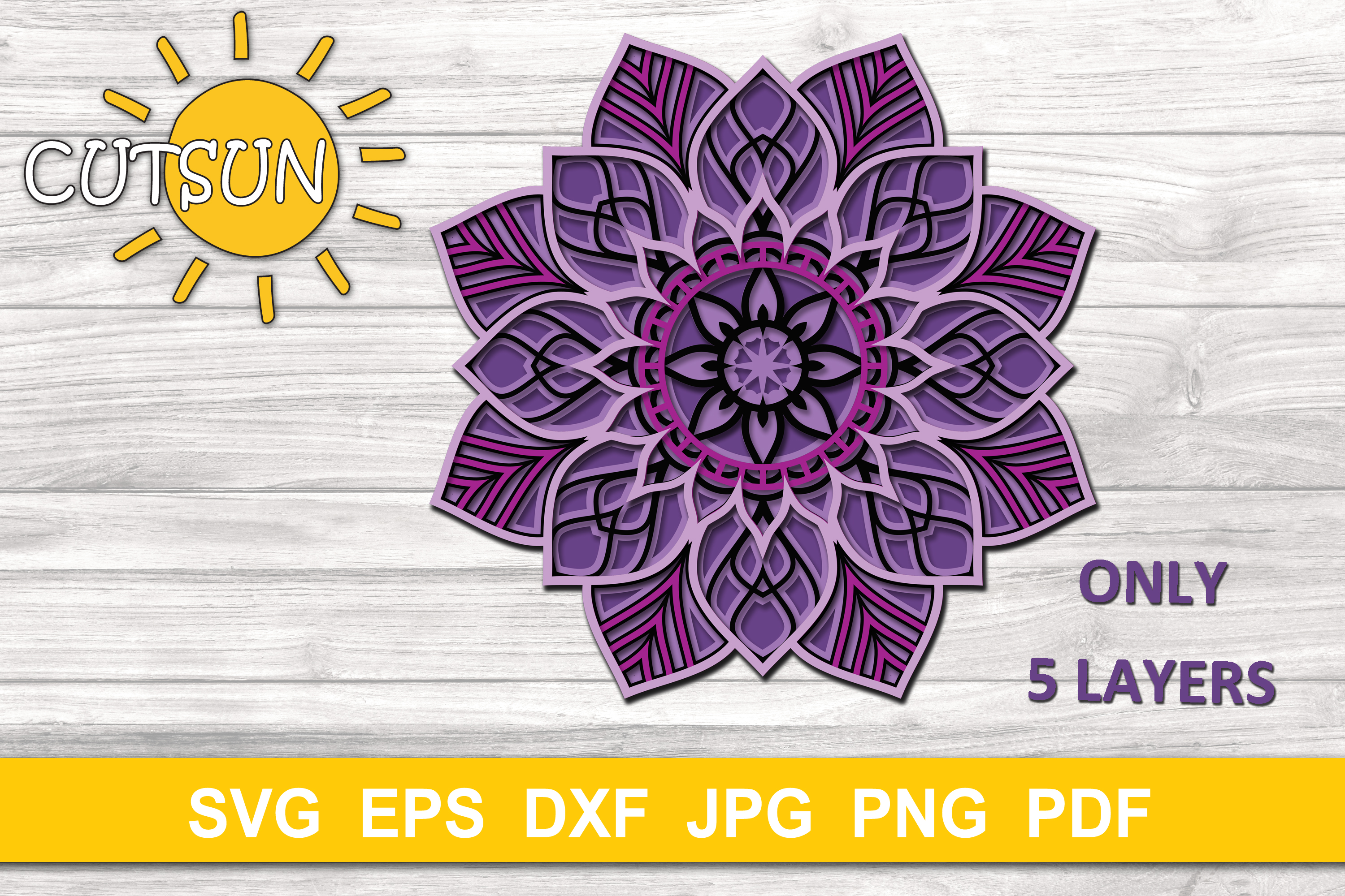 Mandala SVG | 3D Layered Mandala SVG cut file 5 layers ...