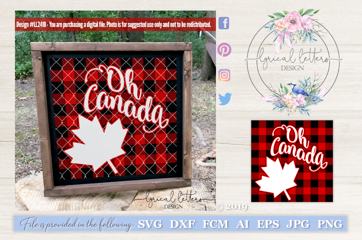Download Oh Canada Buffalo Plaid Maple Leaf Canada SVG Cut File ...