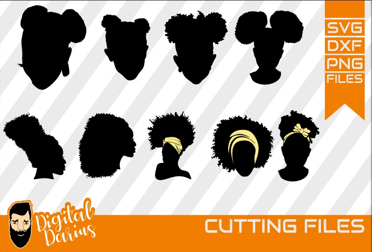 Download 9x Black Woman Bundle SVG, Afro Girl svg, Natural Hair Svg (218276) | Illustrations | Design Bundles