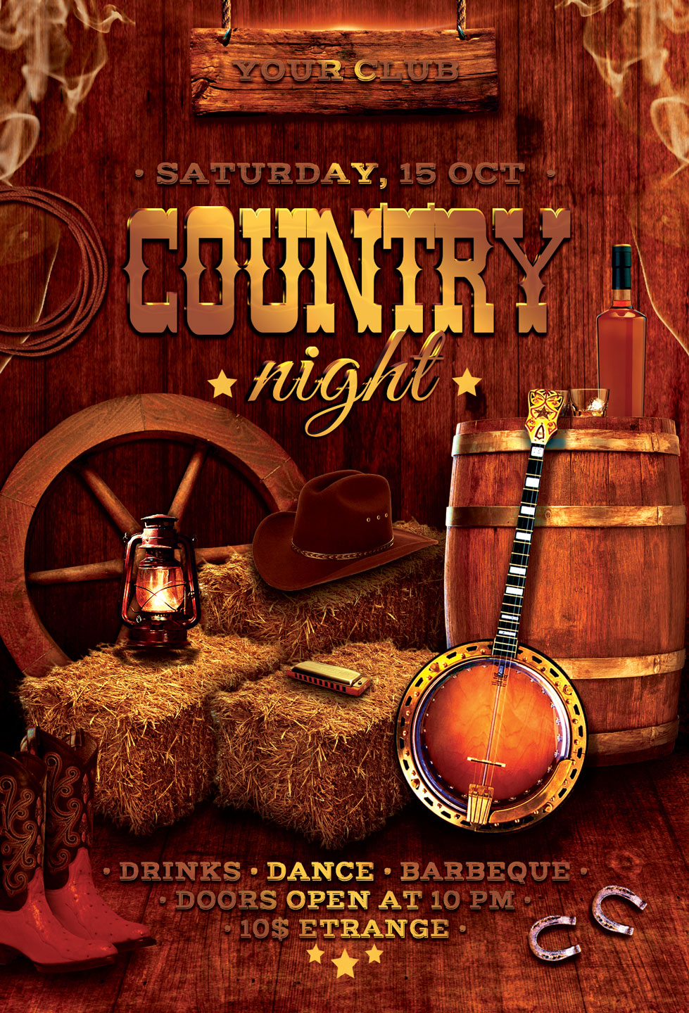 Western Country Music Party Flyer (83853) Flyers Design Bundles