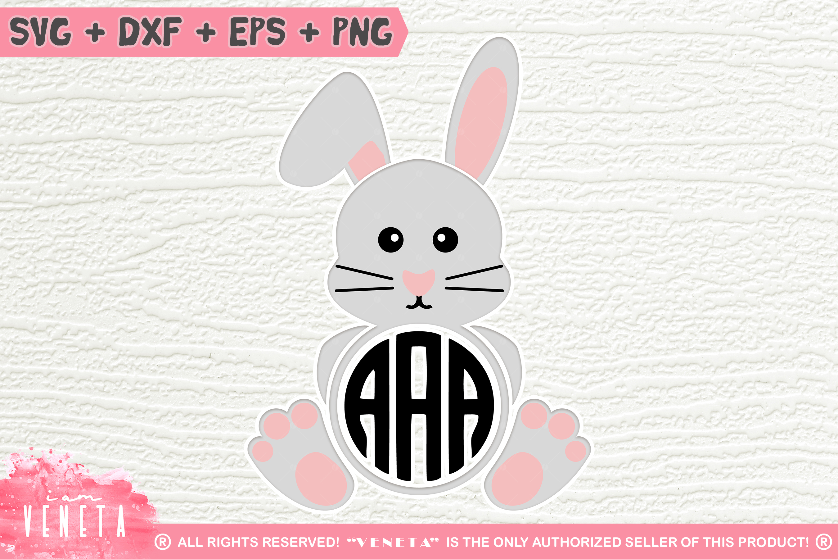 Cute Bunny Monogram | Rabbit Monogram | SVG, DXF Cut File (150589