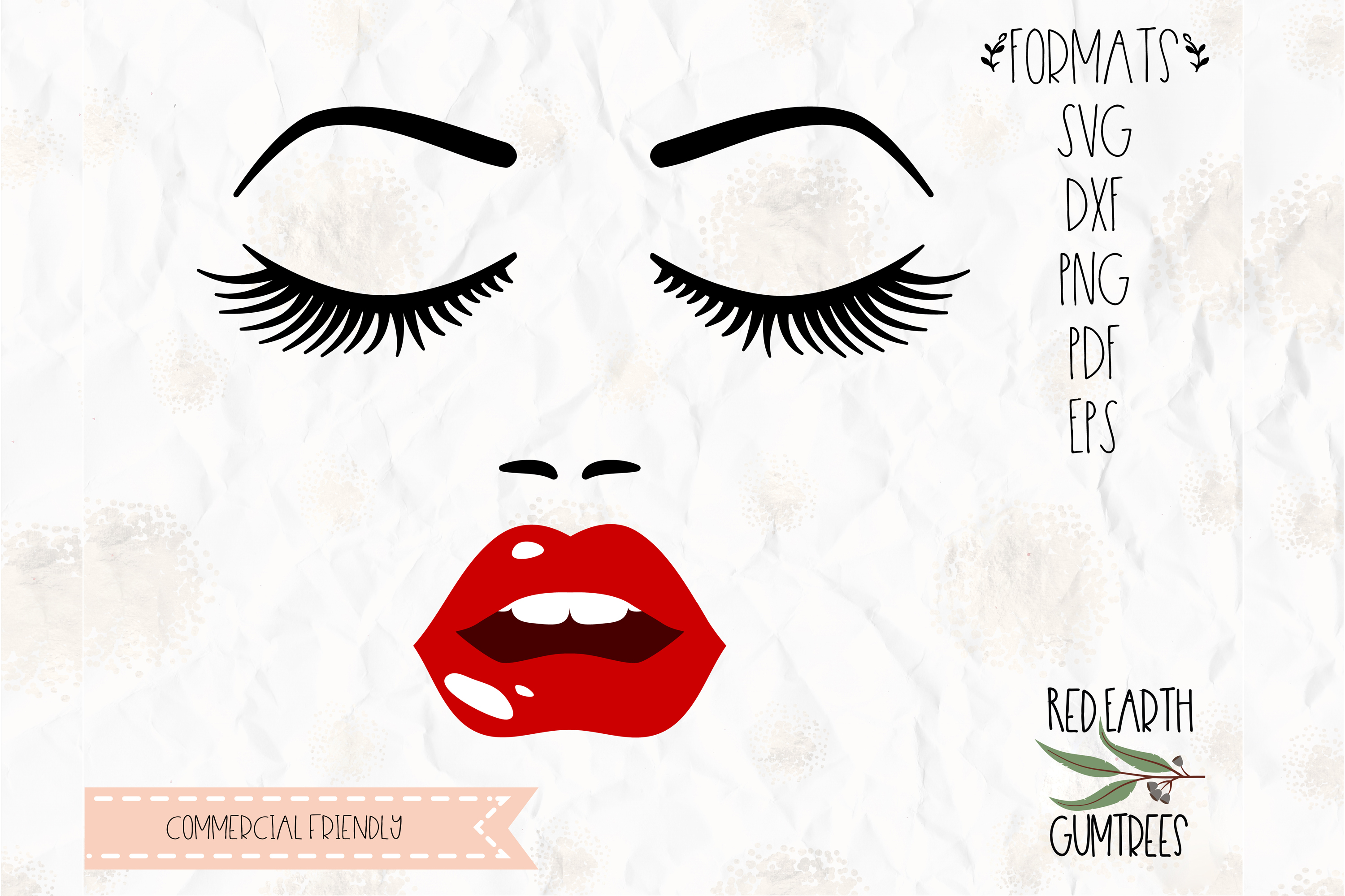 Download Woman with lashes and Lips in SVG, EPS, PDF, DXF, PNG ...
