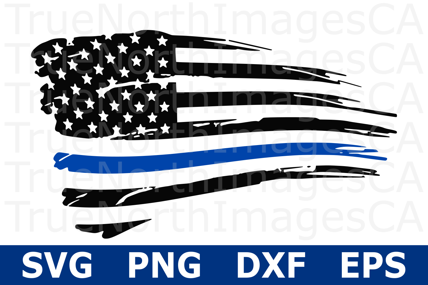 Thin Blue LIne Distressed Flag - An Occupation SVG Cut File