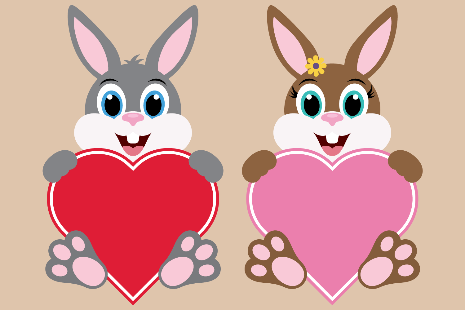 Download Bunny Rabbit Bundle SVG Cut Files, Happy Easter Bunnies