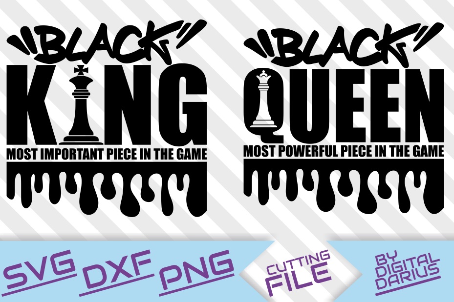 2x Black Queen and King svg, Afro woman , Chess Piece, Drip