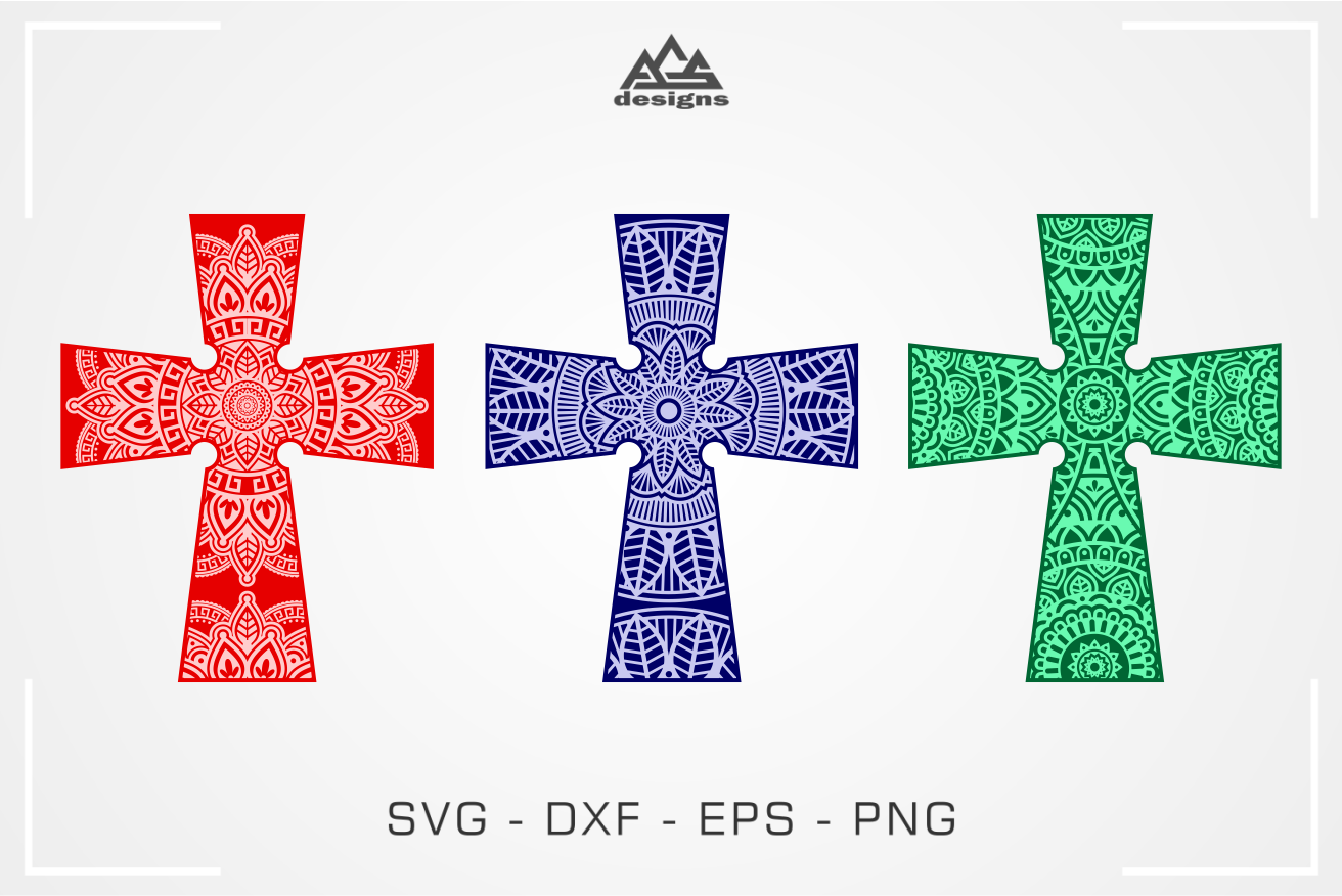Cross with Mandala Pattern Svg Design