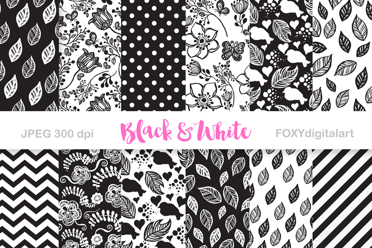 digital-paper-black-and-white-scrapbook-floral-background