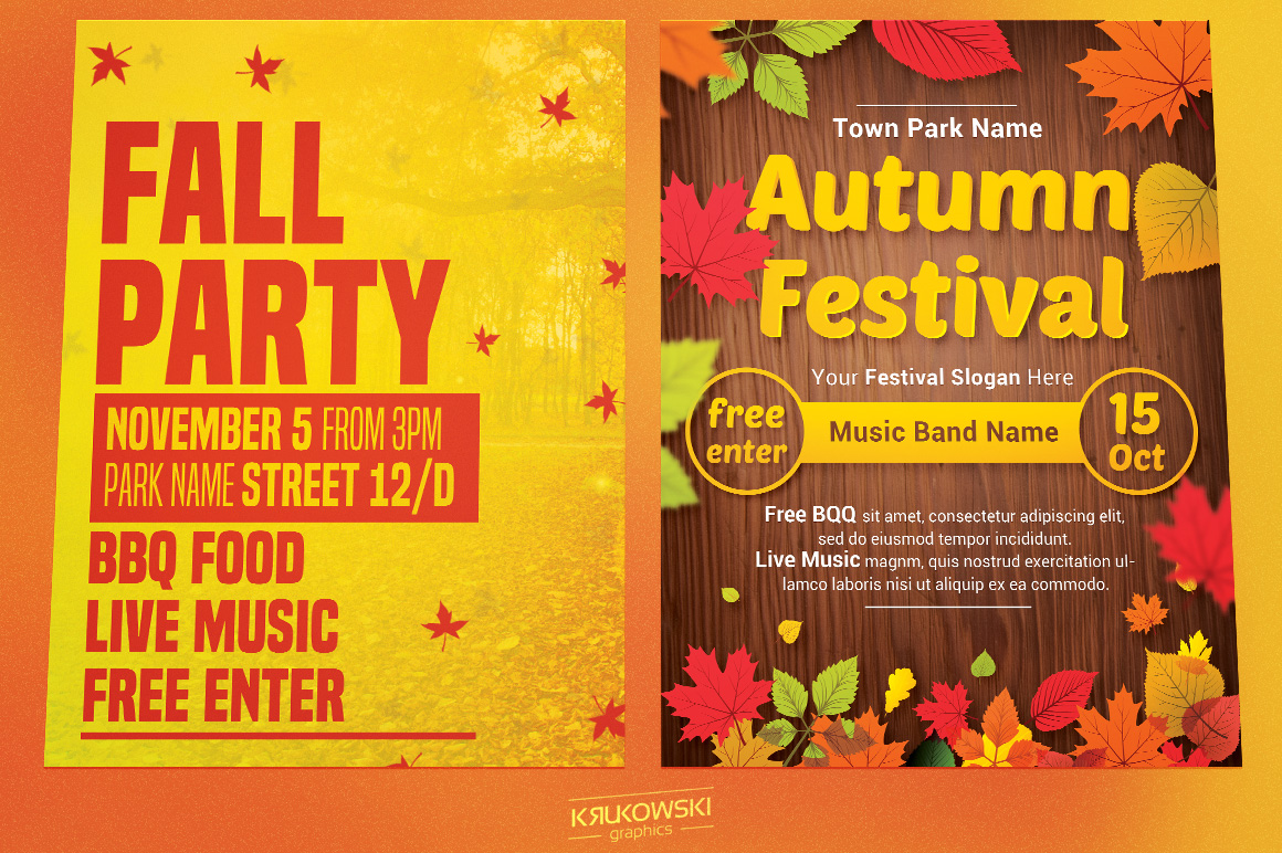 Fall Autumn Flyers Templates