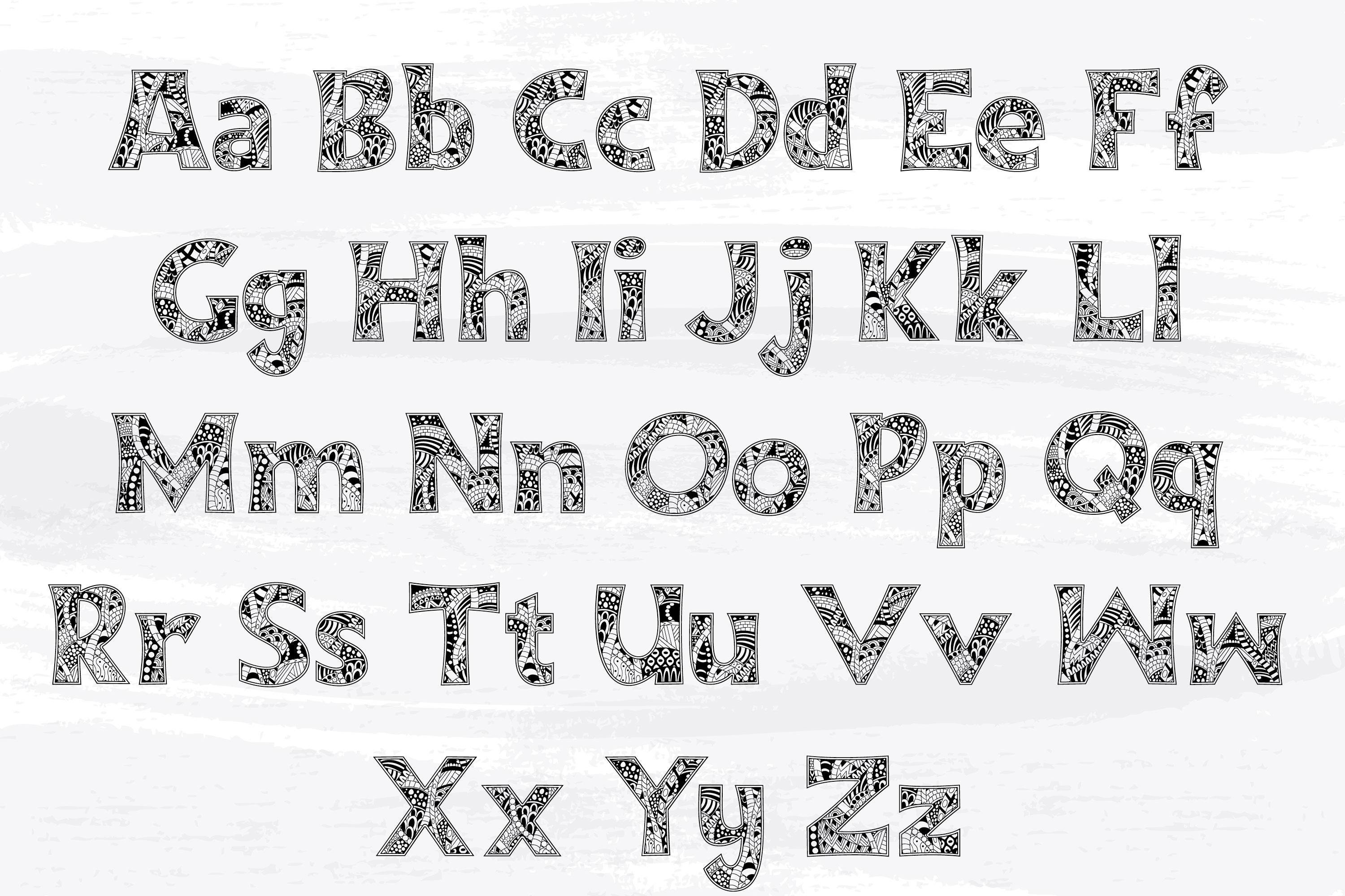 Sidewalk Chalk a Zen Doodle Coloring Font