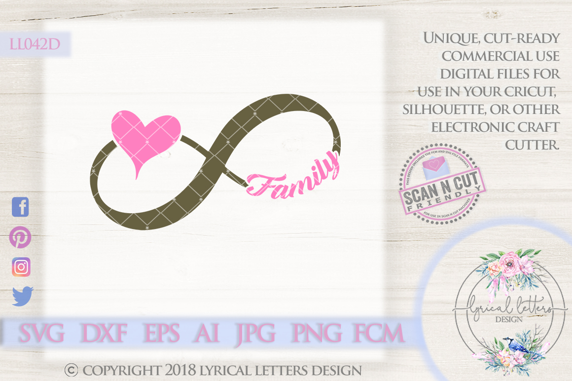 Family Infinity Symbol with Heart SVG Cut File LL042D (119490) | SVGs