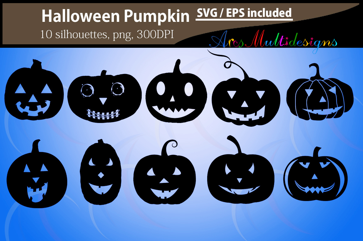 Download Pumpkin silhouettes SVG / Printable Halloween pumpkin EPS ...