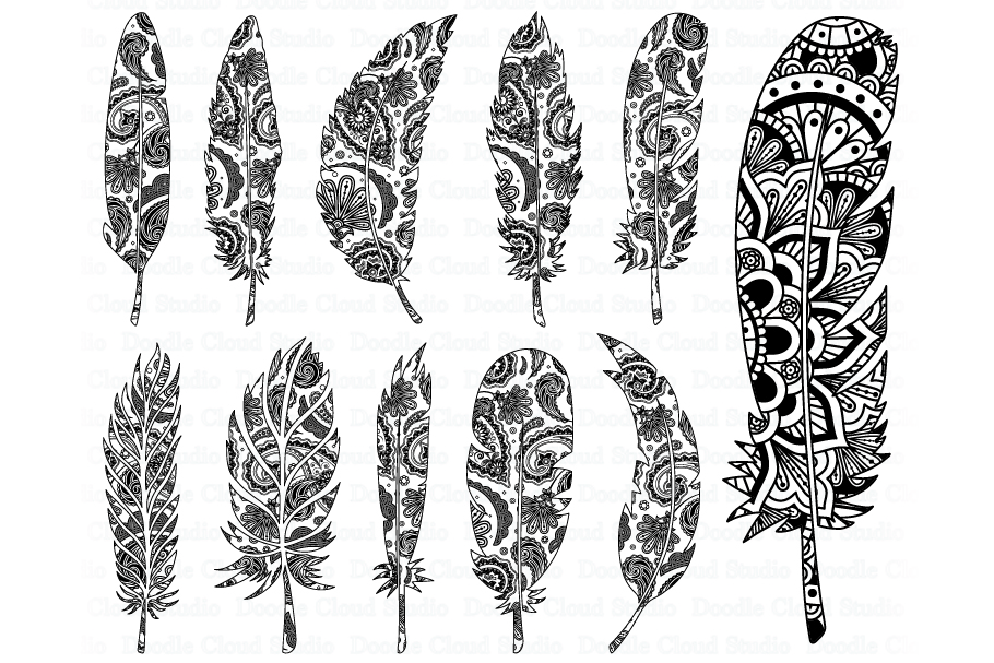 Download Feather Mandala SVG, Feather Zentangle SVG, Feather ...