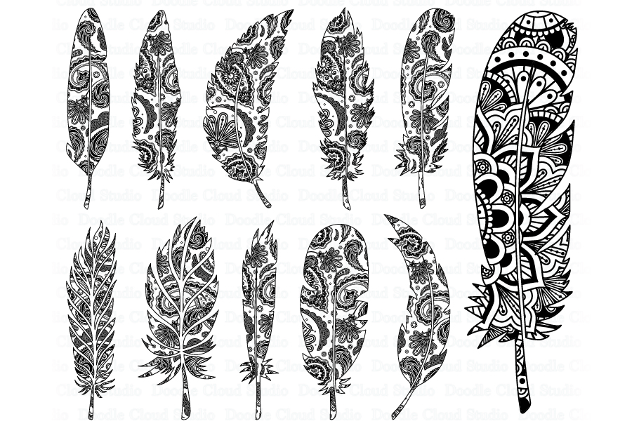 Download Feather Mandala SVG, Feather Zentangle SVG, Feather Clipart. (291293) | Cut Files | Design Bundles