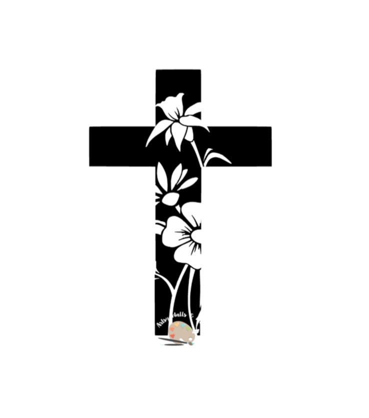 Download cross with transparent flowers svg CUT file, cross svg Christian Faith cross svg file for ...