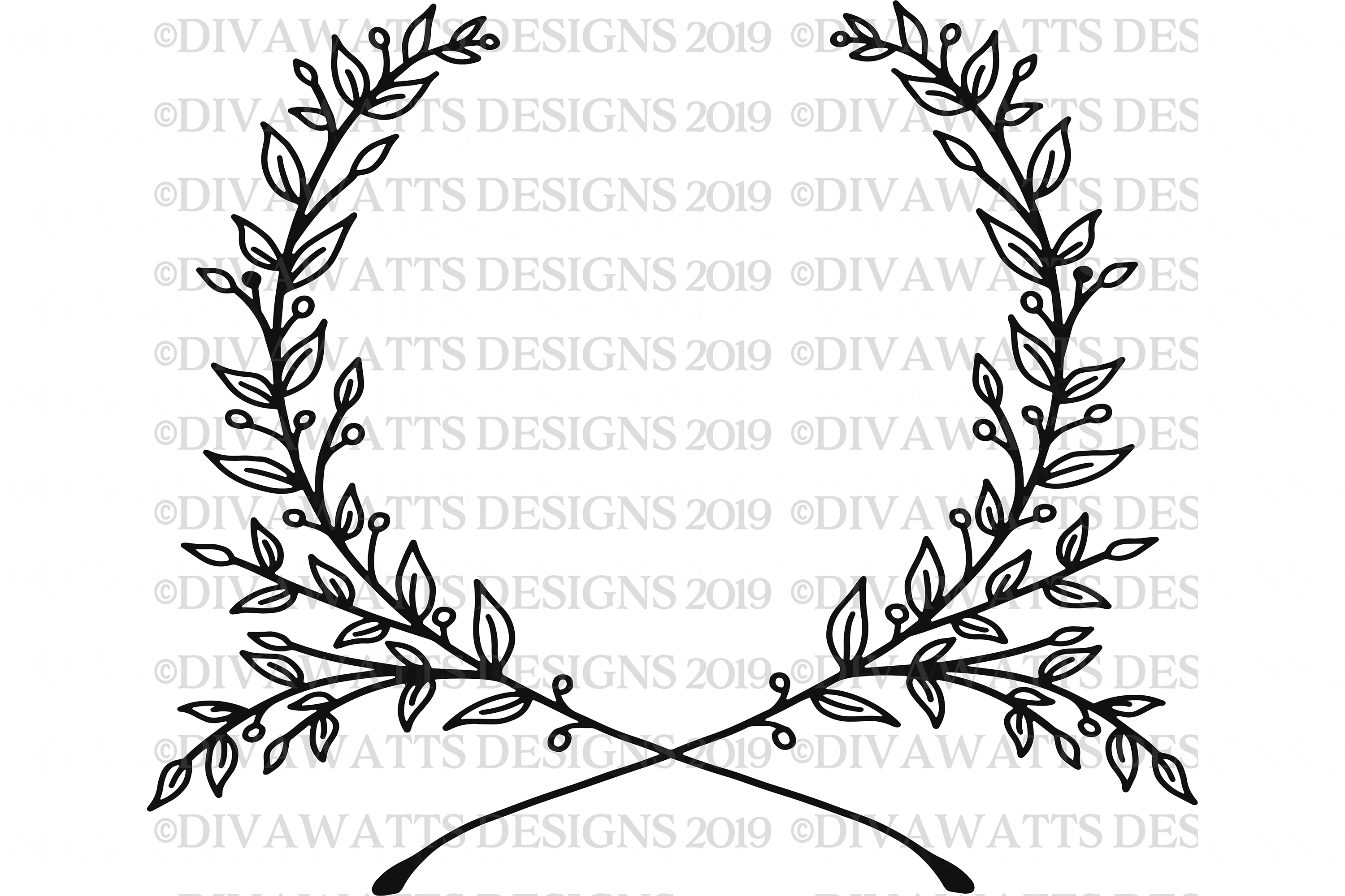 Download Monogram Farmhouse Wreath - SVG - Hand Drawn Cutting File
