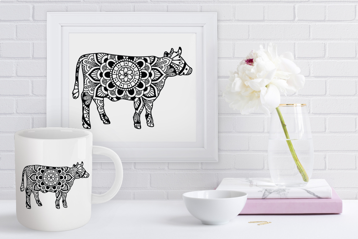 Download Cow Mandala SVG Cut Files, Mandala Cow Clipart.