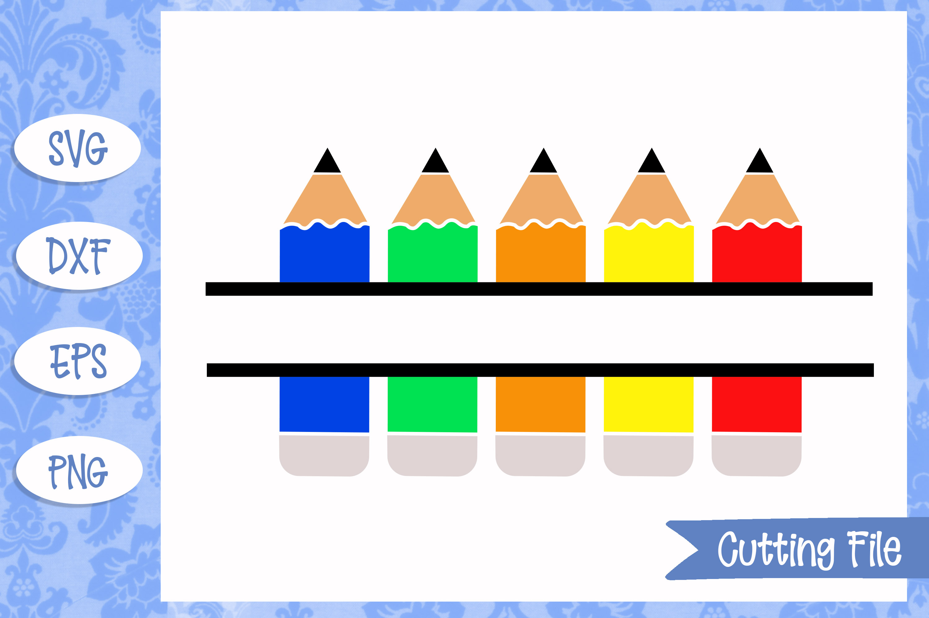 Download Color pencils split monogram SVG File