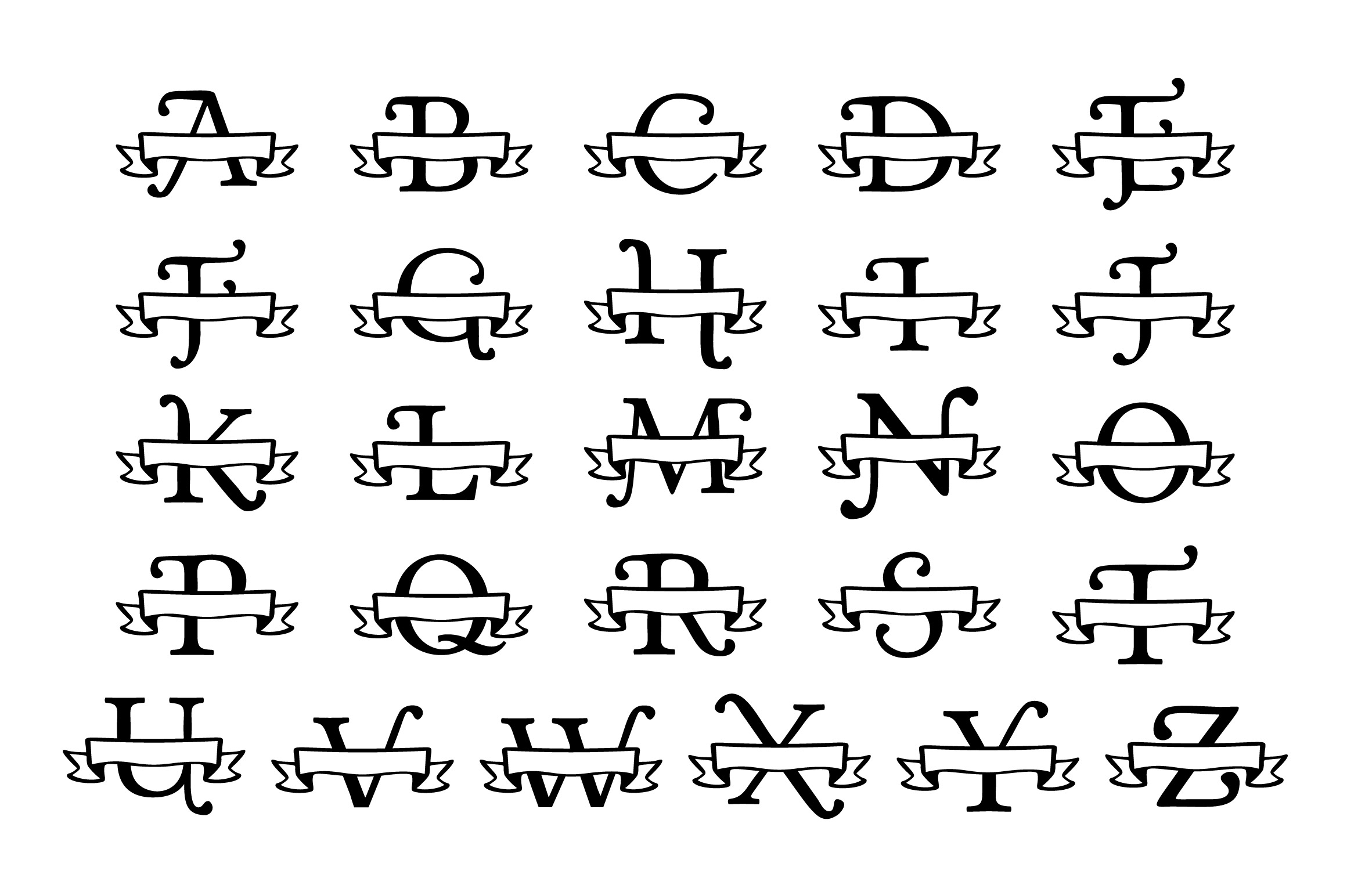 Download Split Letter Alphabet A-Z SVG Cut Files