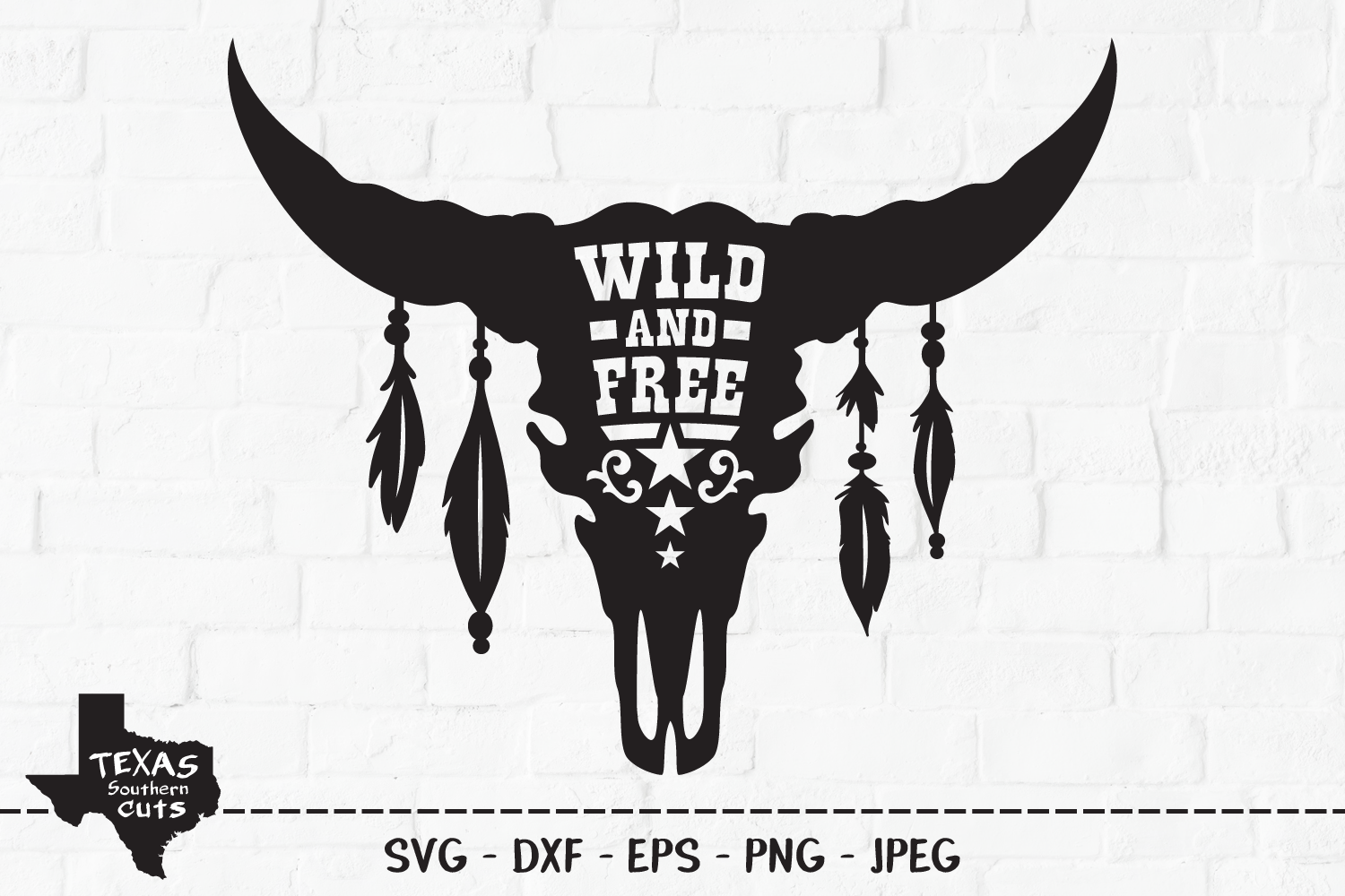 Download Wild And Free SVG, Cut File, Southern Cow Skull Shirt Design