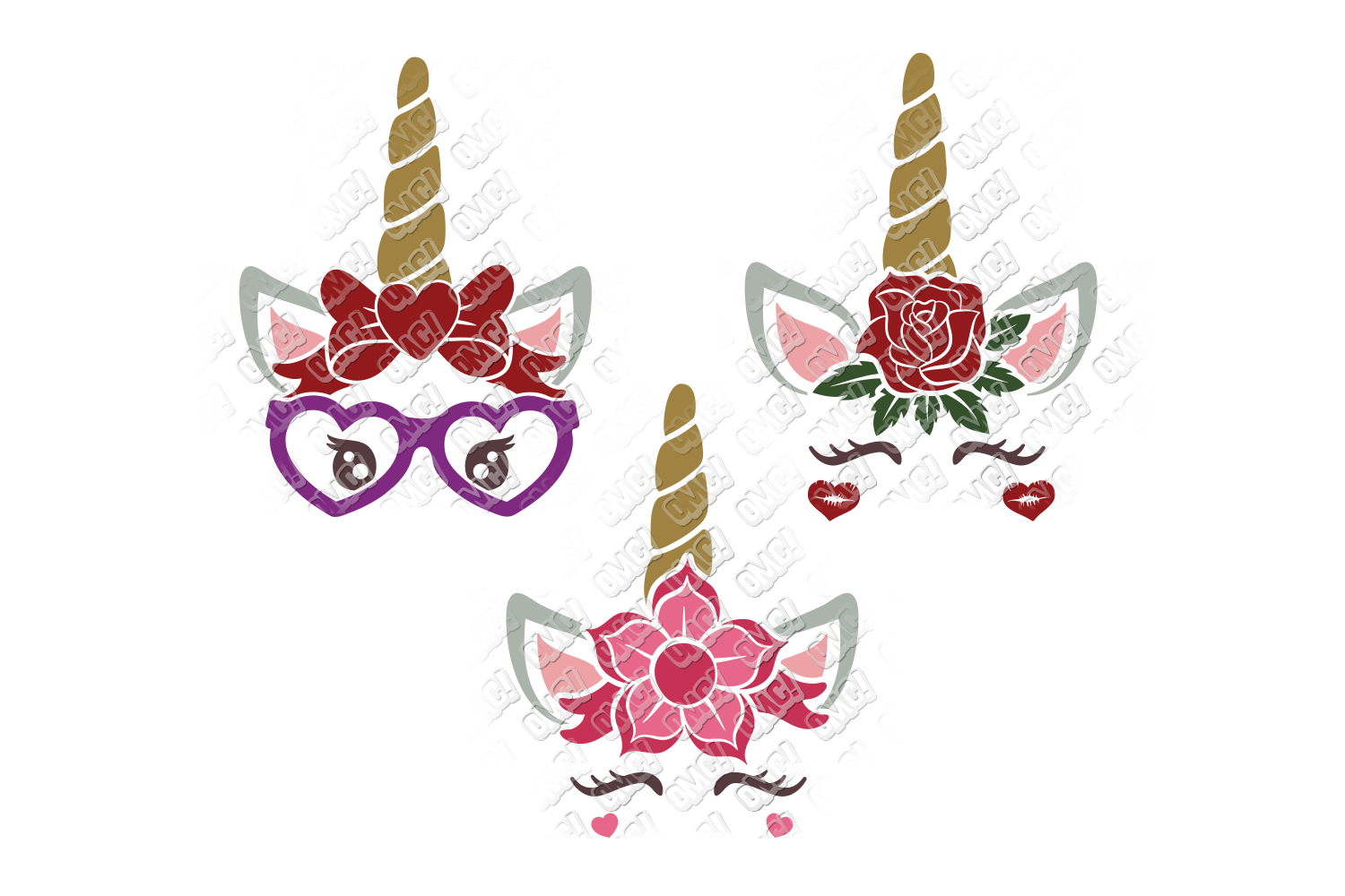 Valentine Unicorn SVG Bundle SVG, DXF, PNG, EPS, JPG (180555) | Cut