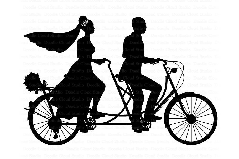 Wedding Tandem Bike Bride And Groom Svg Black Couple Svg