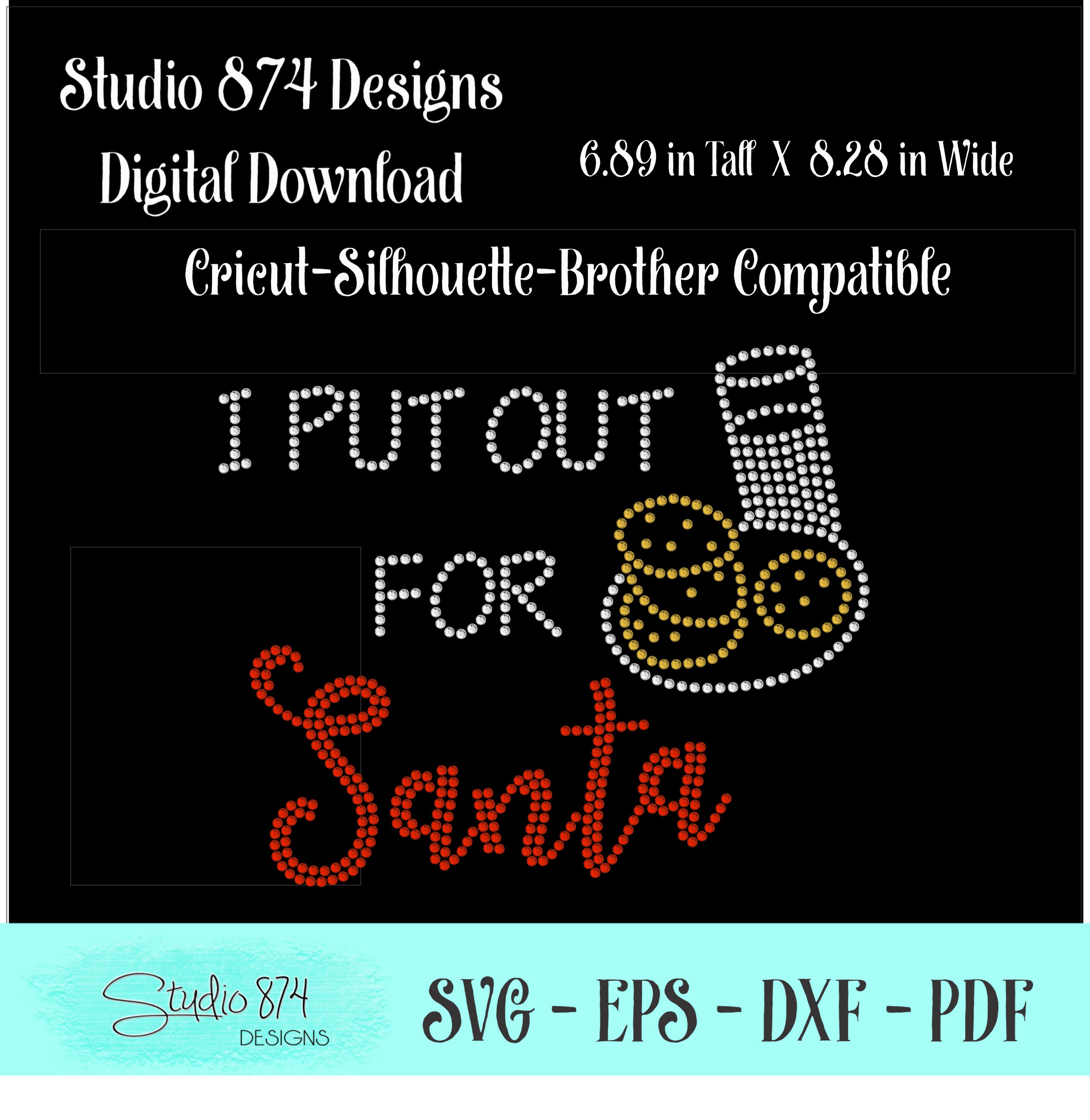 Christmas Rhinestone SVG Template - I Put Out for Santa (367993) | Cut