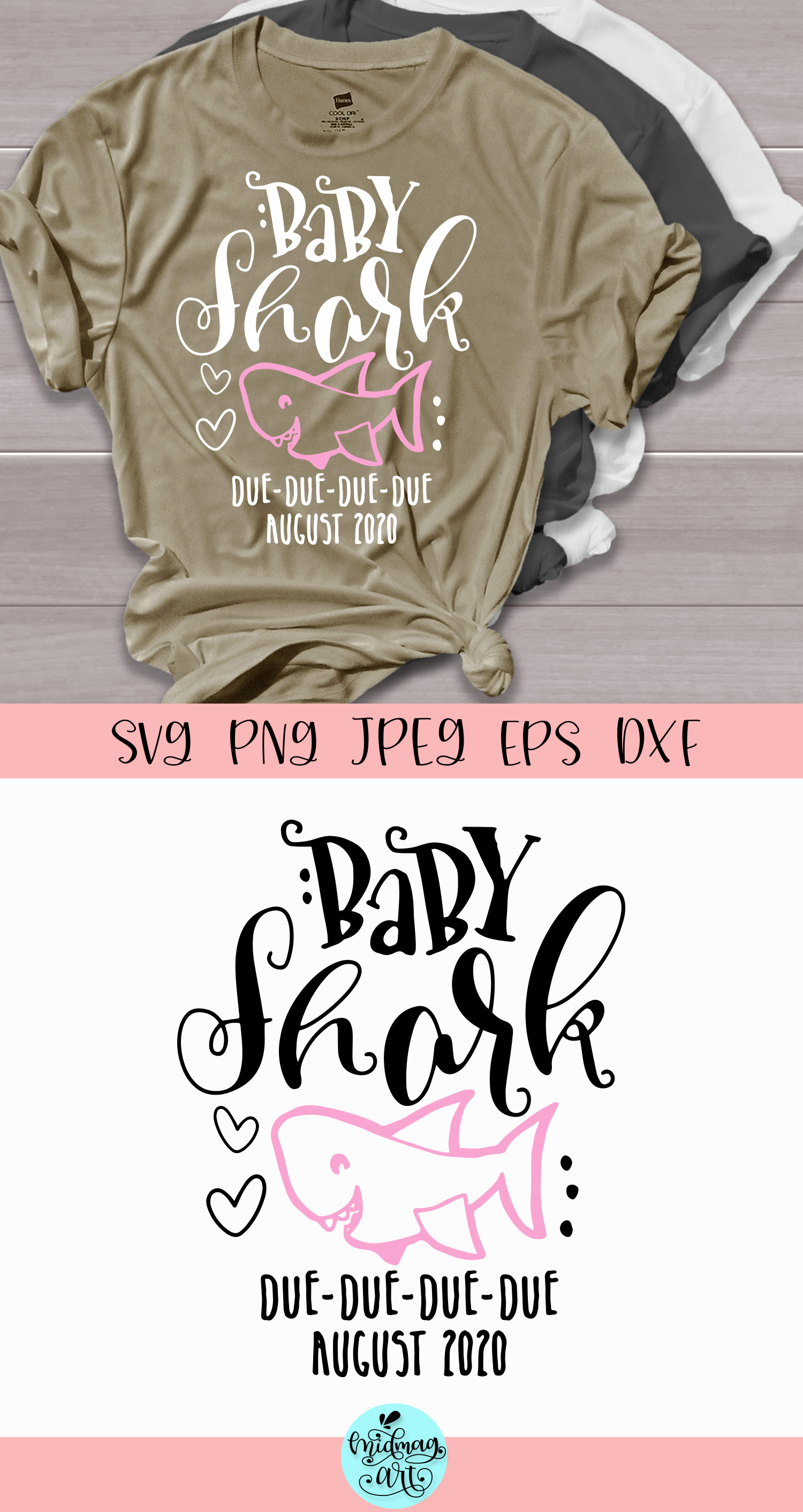 Baby shark due August svg, baby shark due svg