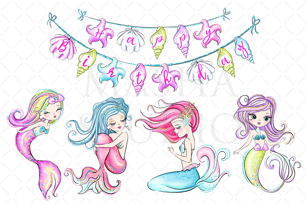 MERMAID BIRTHDAY clipart