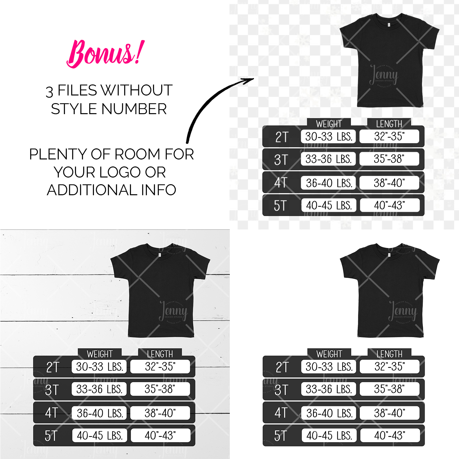 Bella Canvas 3001T Tshirt Size Chart Mockup