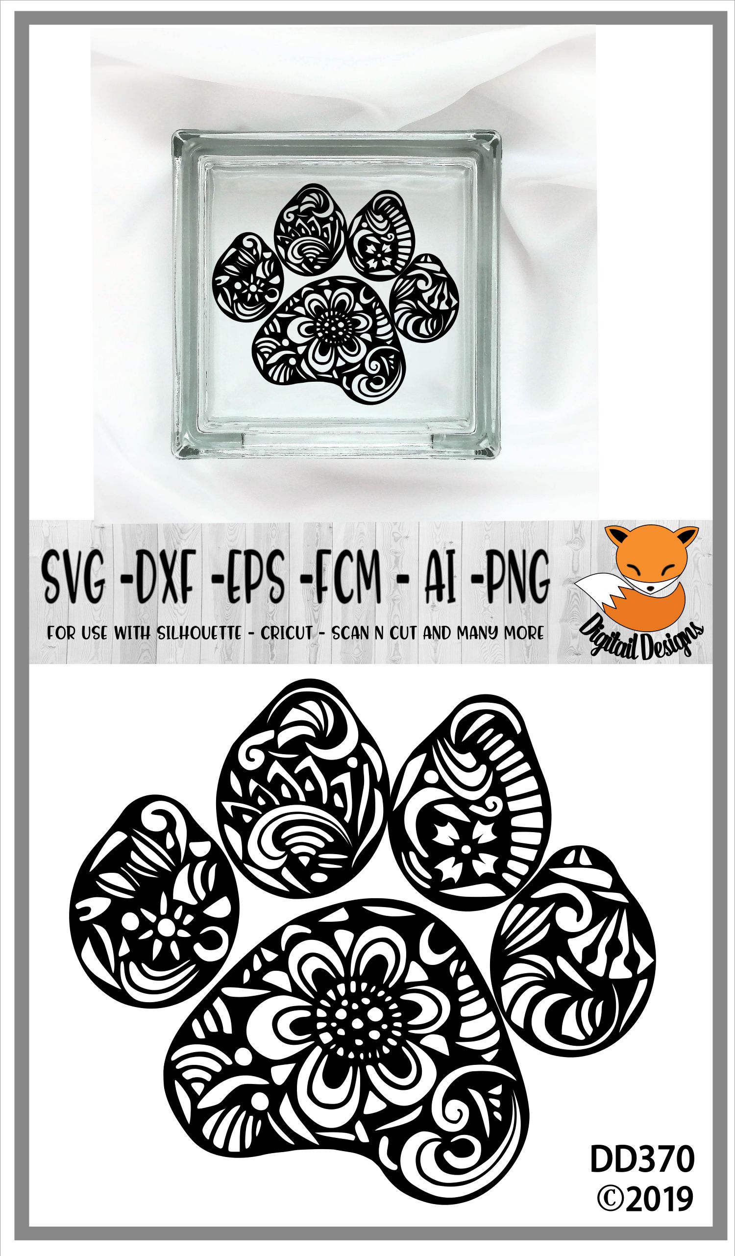 Download Zentangle Doodle Paw Print SVG