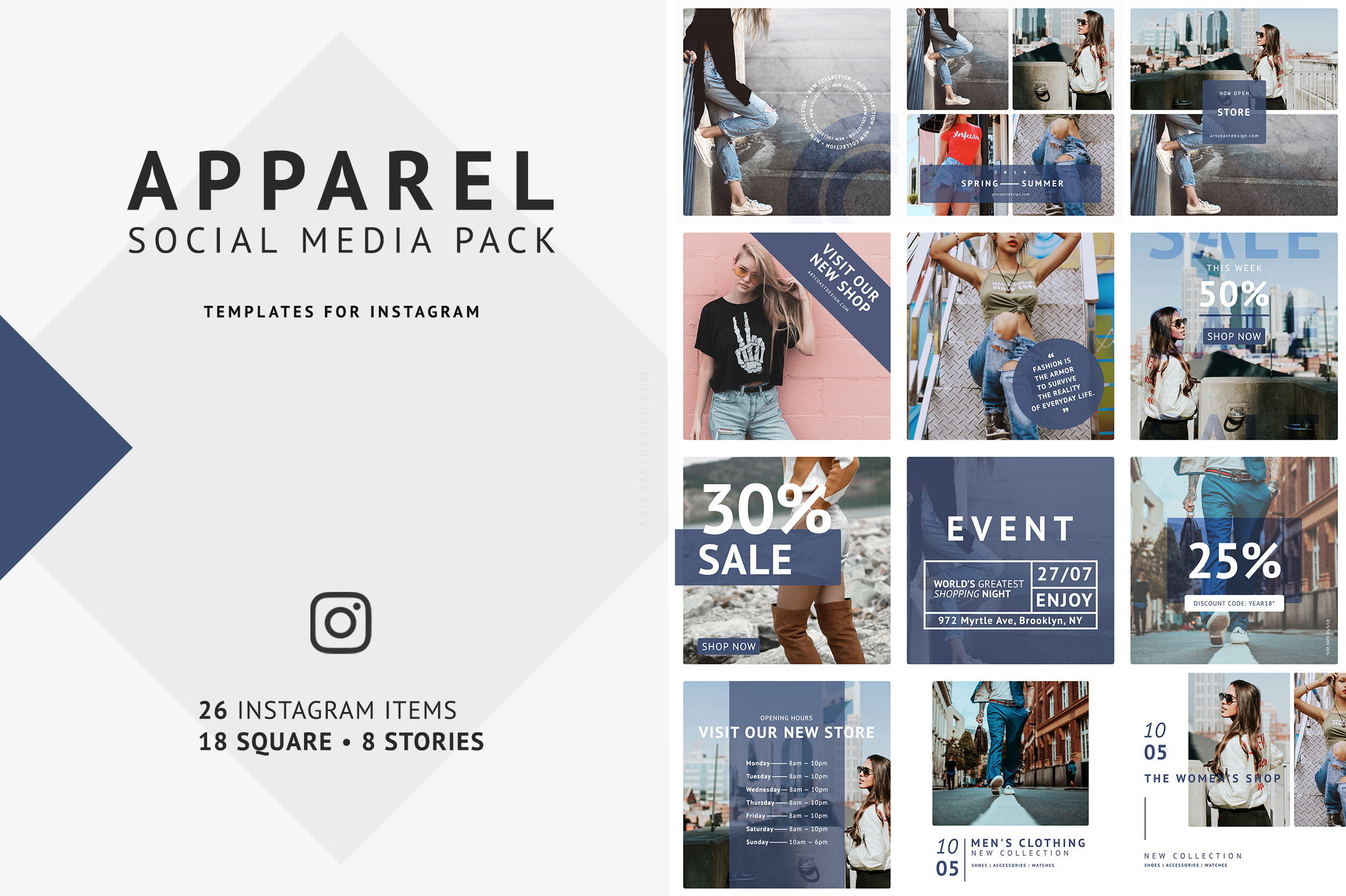 Apparel Social Media Pack (53283) | Instagram | Design Bundles