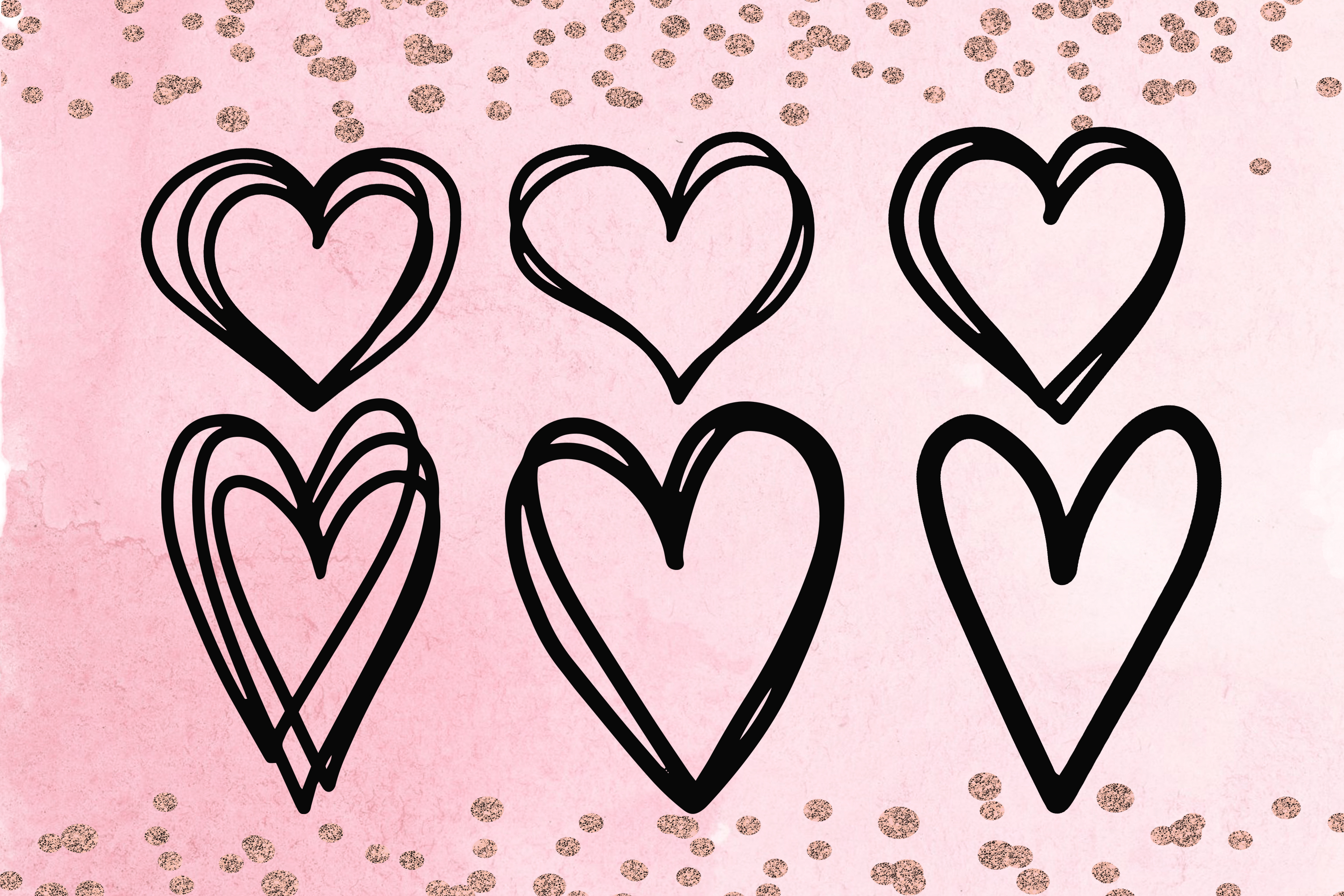 Download Doodle Hearts - Valentines Day - Collection of 6 SVG Designs